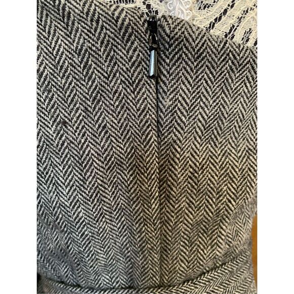 Mango Strapless Wool Blend Mini Herringbone Print Dress Gray Size 6‎ - Picture 7 of 12